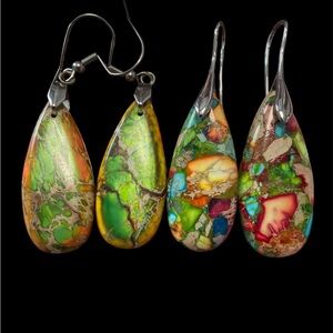 NEW Boho Jasper Teardrop Earrings-2 Pairs